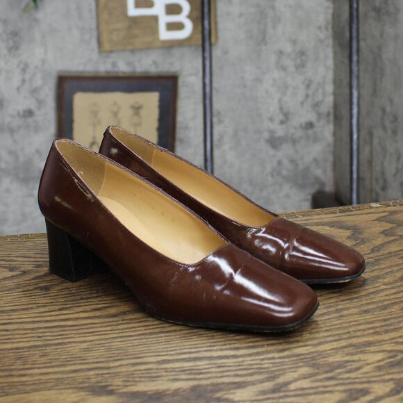 Sacha Too Womens Vintage Block Heels 1673edcfa1f5d1 Brown 6B - Picture 1 of 7